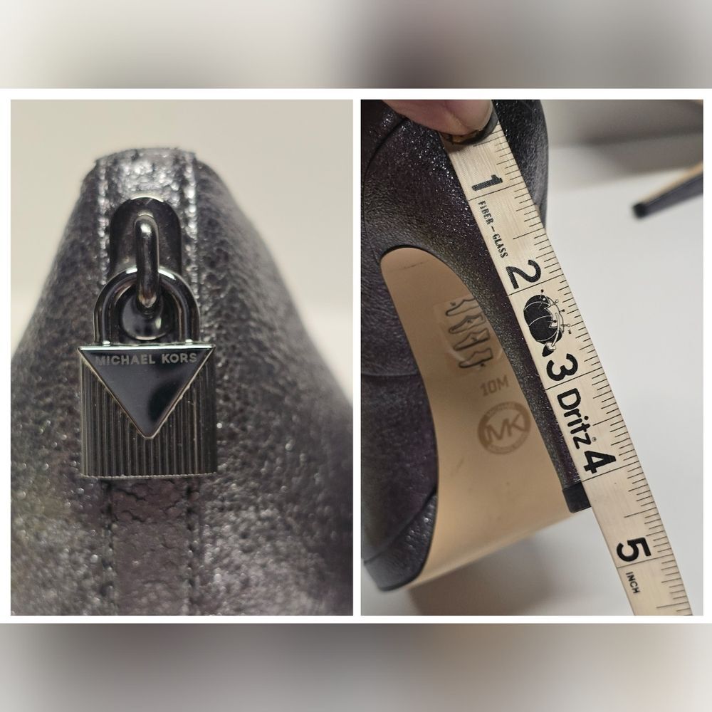 Michael Kors Antoinette Leather Pumps Gunmetal Metallic Women's 10 - Picture 7 of 8